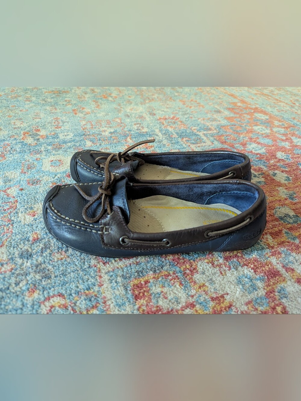 KEEN Catalina 1-Eye Boat Shoe Women's 8 Navy Leather Driving Moccasin Flats Blue